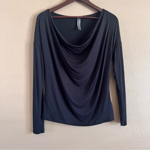 Anthropologie Black Cowl Neck Stretch Knit Top Size Small - Picture 2 of 6